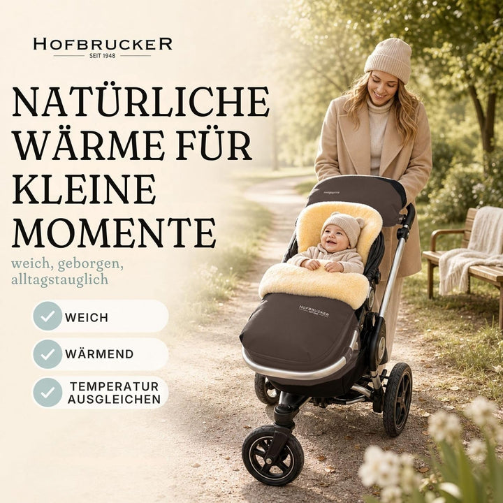 Hofbrucker Lammfell-Fusssack Putzi Kinderwagen, Buggy/Winterfusssack wind- &amp; wasserabweisend/Warmer