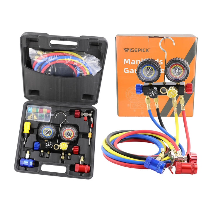 R1234yf R134a Krümmer-Messgerät-Set, 4 Ventilverteiler, kompatibel mit R1234yf R134A Kältemitteln mi