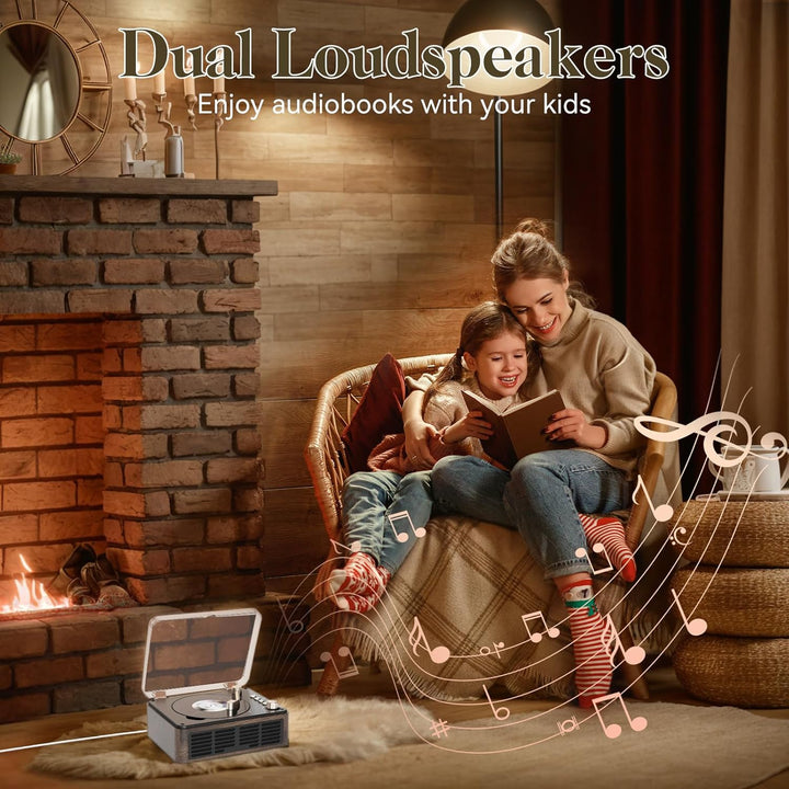 KOVCDVI CD Player Bluetooth Retro Radio mit CD Player mit Lautsprecher Unterstützung USB & AUX-Wiede