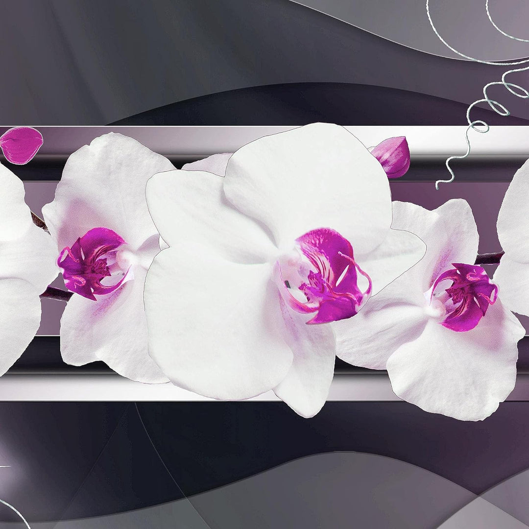 Runa Art Wandbilder Blumen Orchidee 5 Teilig Bild auf Vlies Leinwand Deko Wohnzimmer Abstrakt Violet