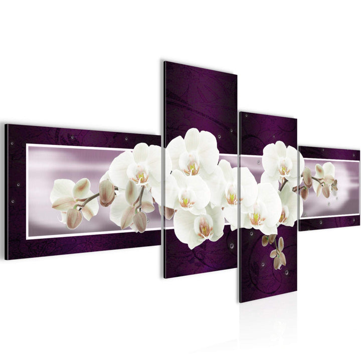 Runa Art Bild Modern Blumen Orchidee - Made in Germany - Wandbilder Abstrakt Violett Lila 4 Teilig 2
