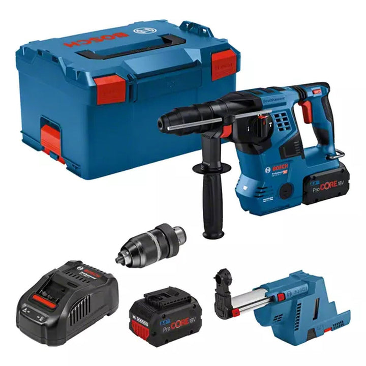 Bosch Professional 18V System Akku Bohrhammer GBH 18V-28 CF (inkl. Zusatzhandgriff, Fetttube, Schnel