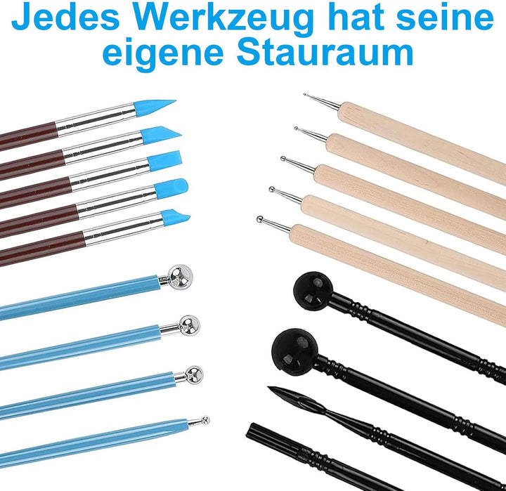 27 Stk Modelierwerkzeug Set,Modelliermasse Werkzeug, Polymer Clay Tools, Sculpting Pottery Set,Keram