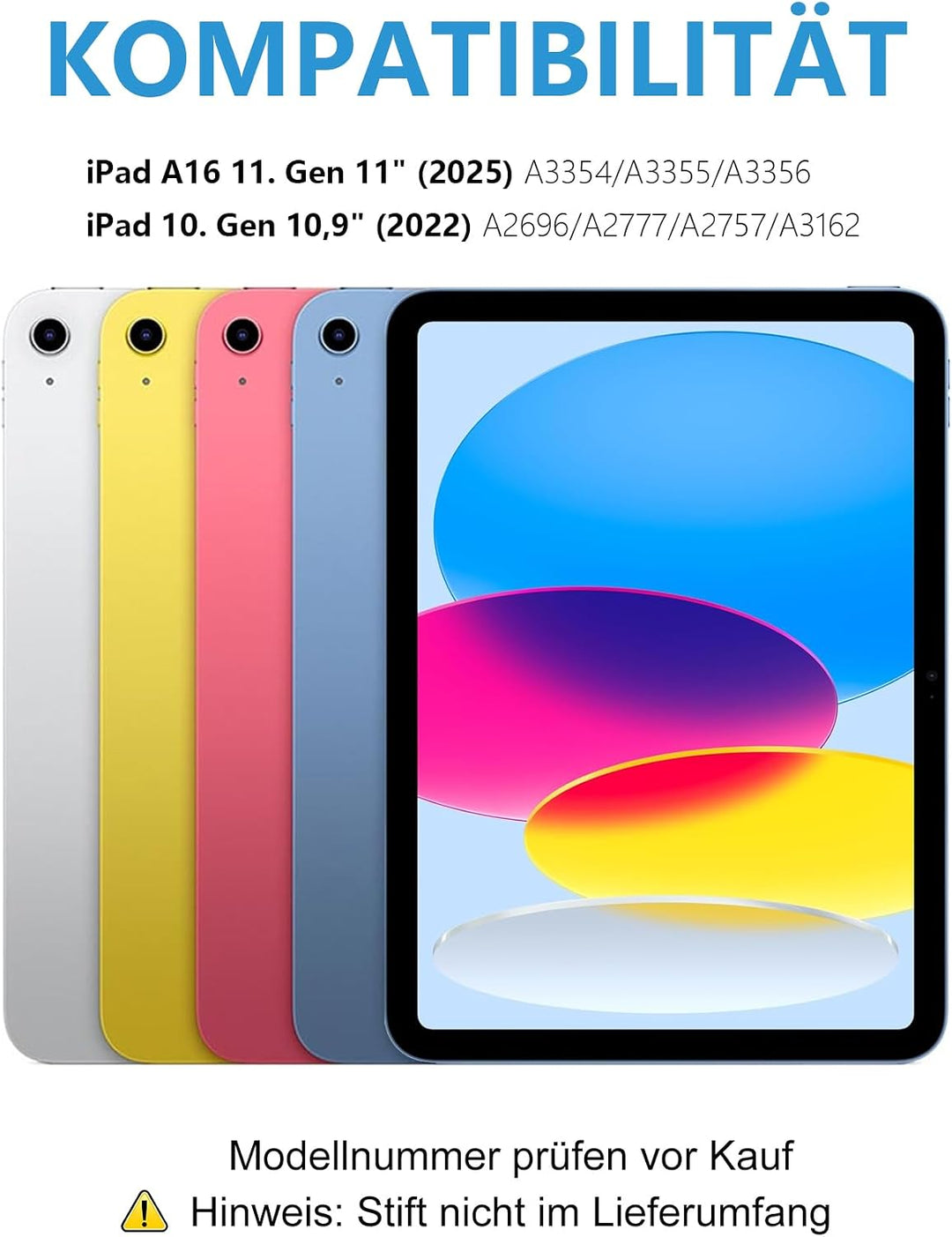 Für iPad A16 11. Gen &amp; 10. Gen Hülle mit Tastatur QWERTZ | Langer Akkulaufzeit, Zuverlässiger Schutz