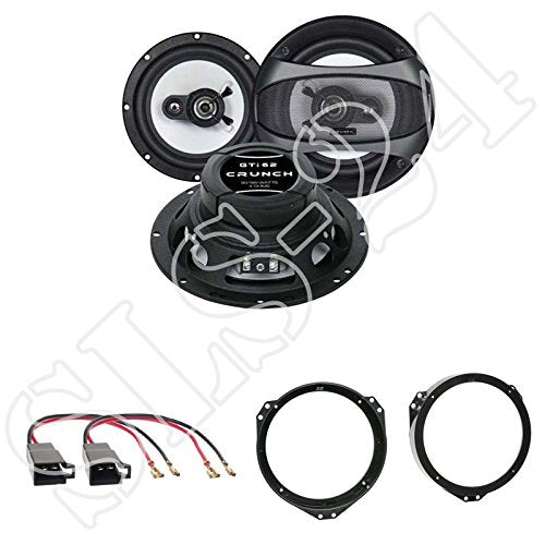 LSP-Set: Crunch GTI62 2-Wege 165 mm Koaxial Lautsprecher-Paar + Lautsprecherkabel und Ringe für Opel