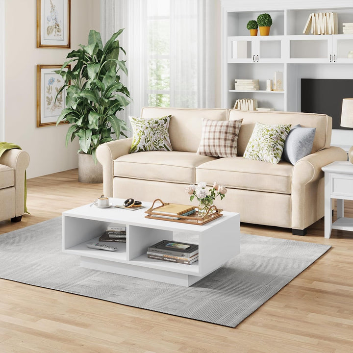 Couchtisch Weiss,Mitteltisch Teetisch für Wohnzimmer,moderner und Stilvoller Rechteckiger Kaffeetisc