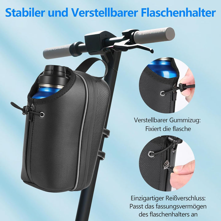 E Scooter Tasche, 2L Grosse Kapazität E Roller Tasche mit Wasserflaschenhalter, Lenkertasche Escoote