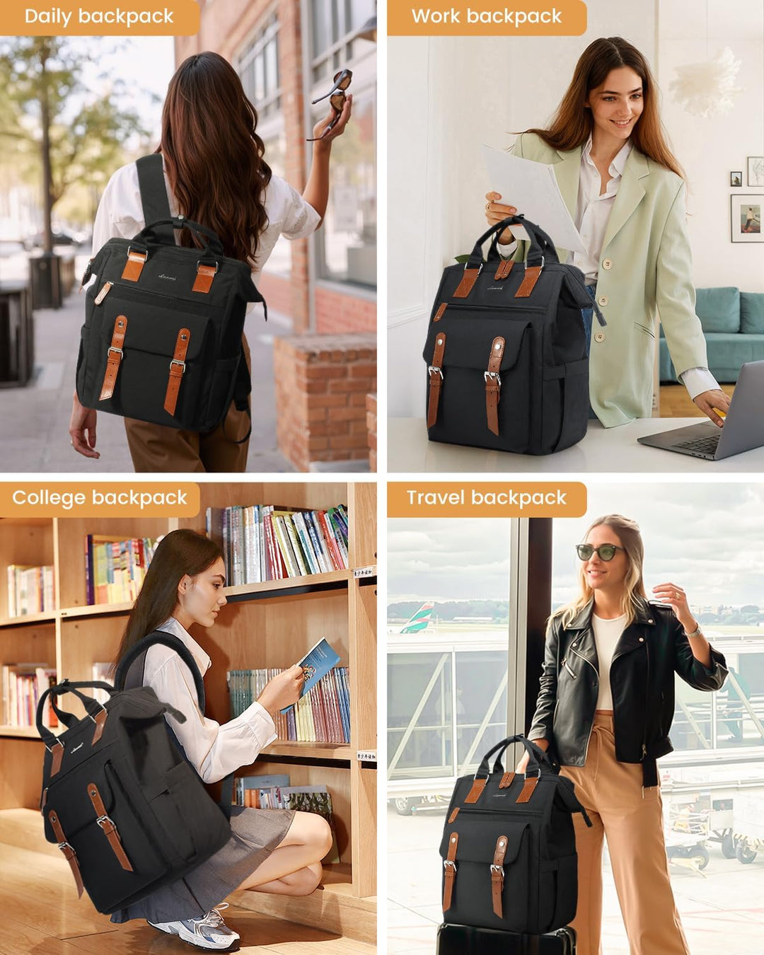 LOVEVOOK Rucksack Damen, Gross 17 Zoll Laptop Schulrucksack Mädchen Teenager mit Datenkabel-Beutel,