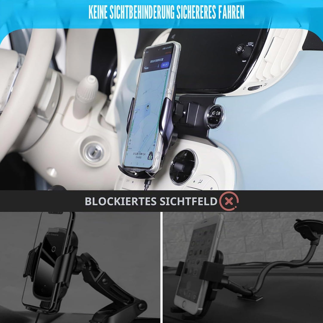 METYOUCAR Handyhalter fürs Auto für Fiat 500 2007-2016-2024 - Rotierbar - Fester Halter für iPhone A