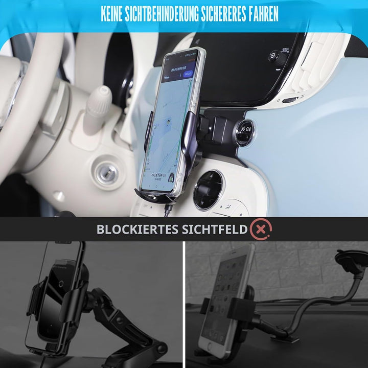 METYOUCAR Handyhalter fürs Auto für Fiat 500 2007-2016-2024 - Rotierbar - Fester Halter für iPhone A