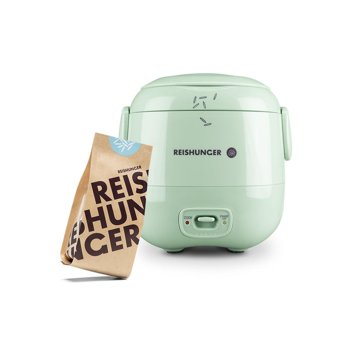 REISHUNGER Mini Reiskocher Starter Set - Salbeigrün - 0,3 L - Elektrischer Reiskocher für 1-2 Portio
