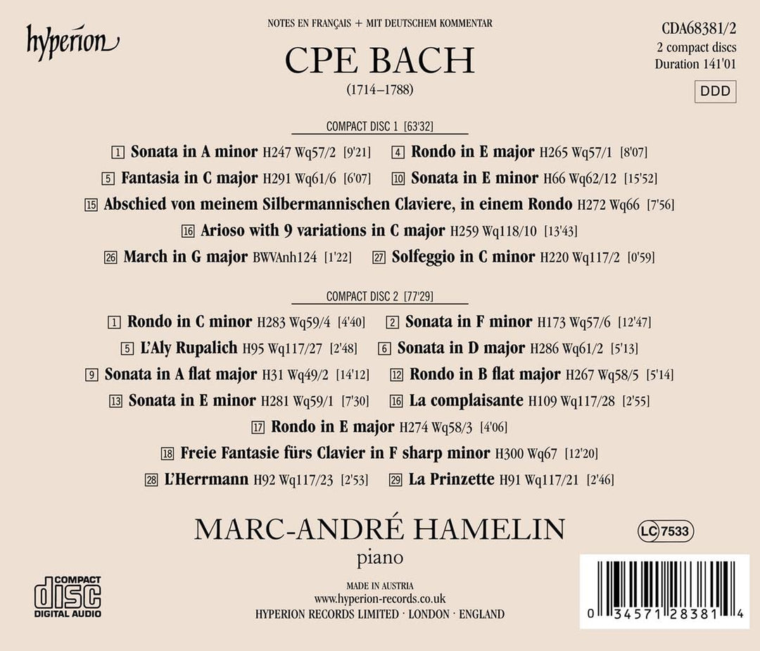 CPE Bach: Sonaten & Rondos, Audio-CD