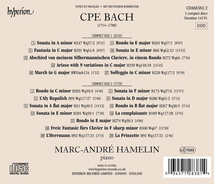CPE Bach: Sonaten & Rondos, Audio-CD