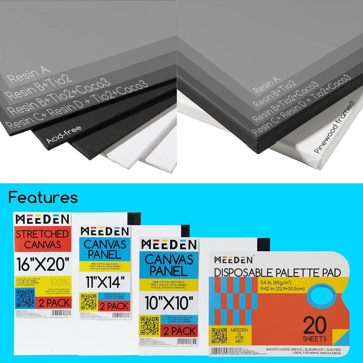 MEEDEN 149Pcs Malen Set, Deluxe Malen Zubehör mit Französisch Staffelei, Öl Aquarell Gouache Acryl F