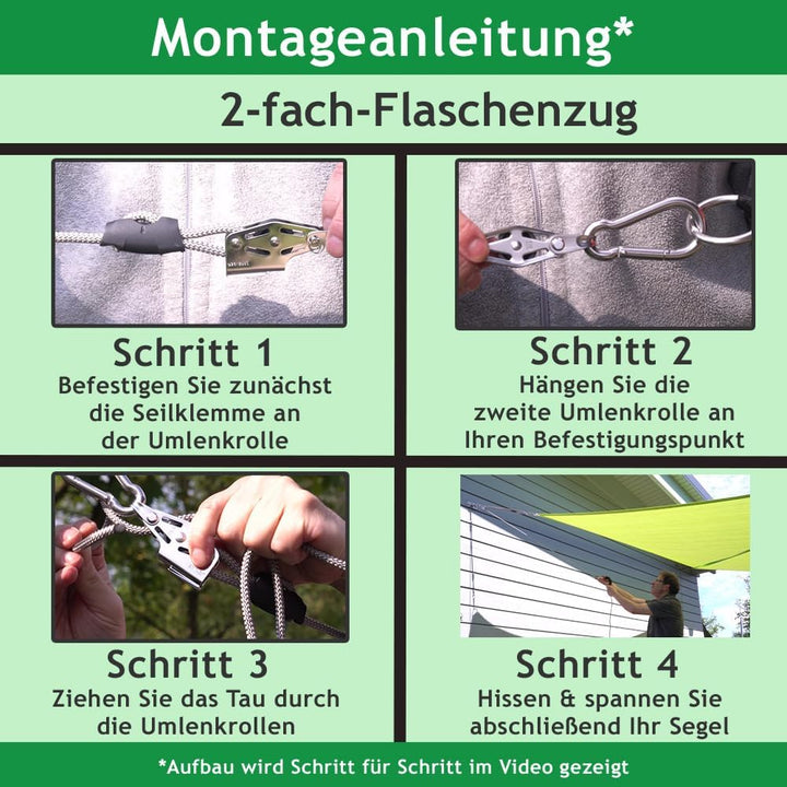 Pina DESIGN seit 1979 - Sonnensegel Seilzug Set - mastseitig, für Sonnensegel Masten/Profi Spannsyst