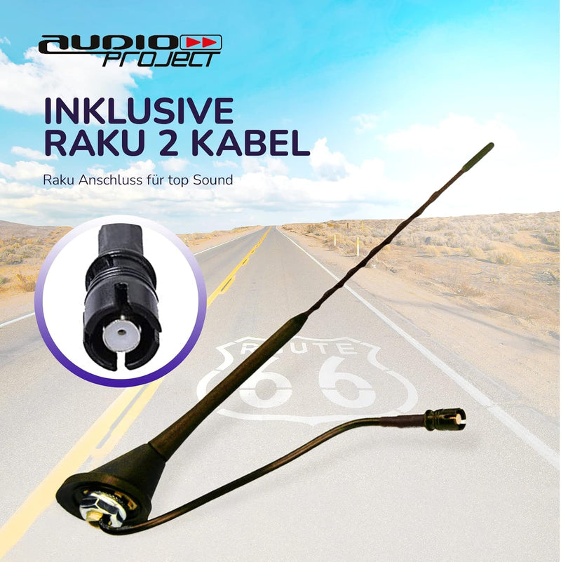 Audioproject A280 - Autoantenne 28cm Raku 2 + Verstärker - kompatibel für VW Golf 4 5 6 7 Passat Lup