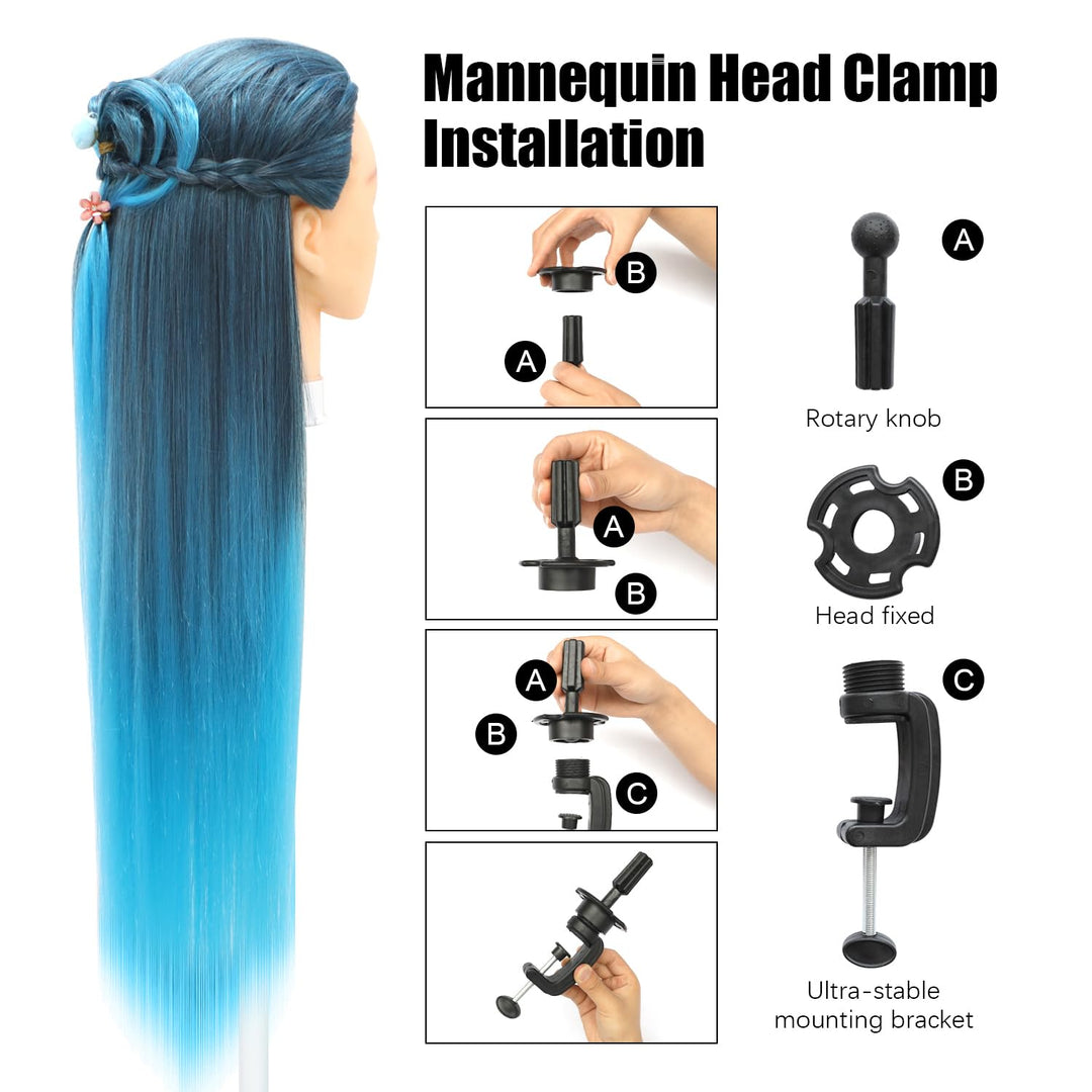 Trainingsköpfe, 28 inch Übungskopf Frisierkopf Friseur 100% Synthetikfaser-Haar Styling Kopf Frisier