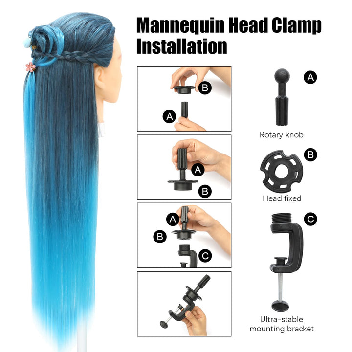 Trainingsköpfe, 28 inch Übungskopf Frisierkopf Friseur 100% Synthetikfaser-Haar Styling Kopf Frisier