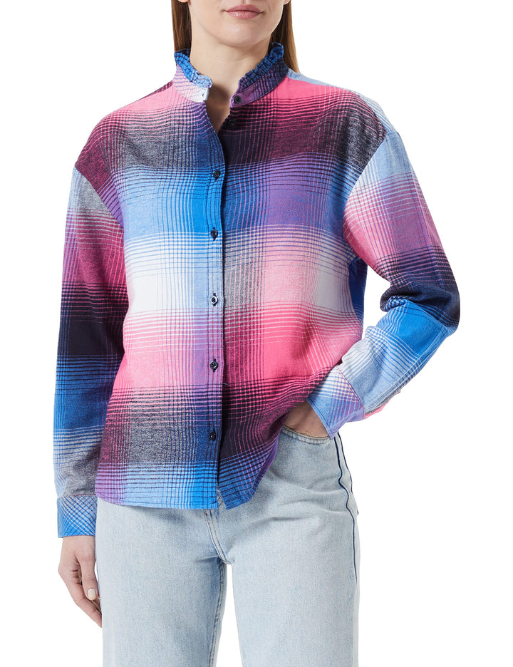 s.Oliver Damen Flanellhemd mit kariertem Muster 38 Blau, 38 Blau