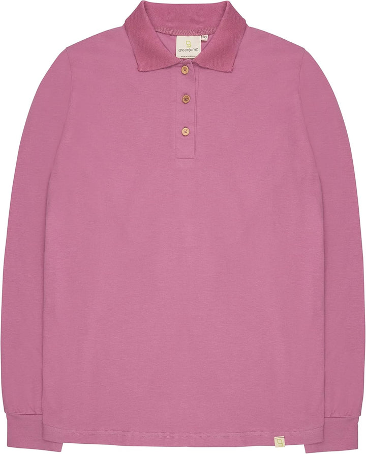 Damen Langarm-Shirt mit Polo-Kragen, GOTS-Zertifiziert Pyjamaoberteil 36 Grape, 36 Grape
