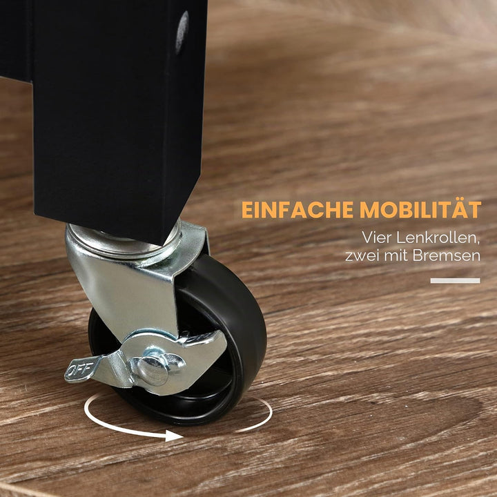 HOMCOM Servierwagen Küchenwagen Rolltisch mit Flaschenregal 60L x 40l x 85H cm Edelstahlplatte. Schw