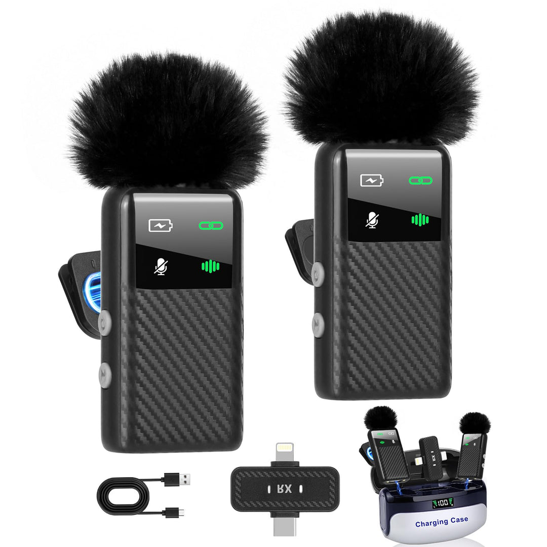 Kairiyard Kabelloses Handy Mikrofon -Wireless Lavalier Mikrofon für iPhone/Android, 4 Level Rauschun