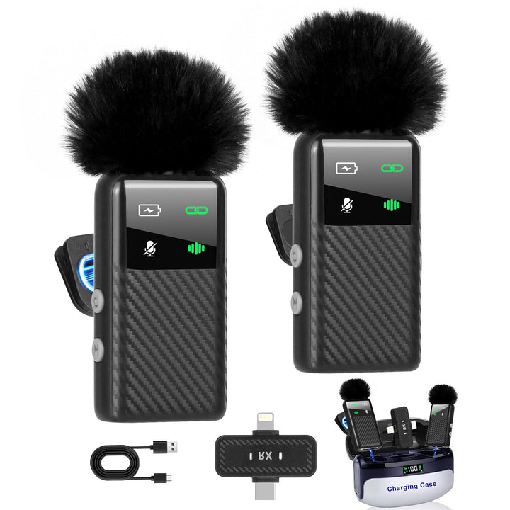 Kairiyard Kabelloses Handy Mikrofon -Wireless Lavalier Mikrofon für iPhone/Android, 4 Level Rauschun