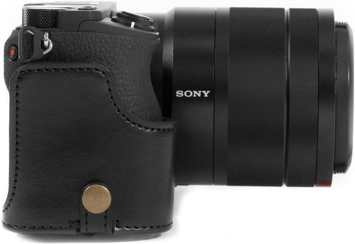 MegaGear MG1484 Sony Alpha A6500 (16-70, 18-135 mm) Ever Ready Leder Kamera-Case mit Trageriemen - S