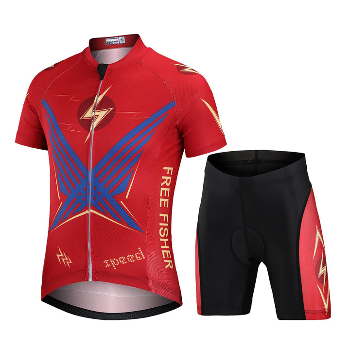 Kinder Jungen Radtrikot Set Mädchen Fahrrad Trikot Kurzarm &amp; Radhose mit Sitzpolster Radsport Anzüge