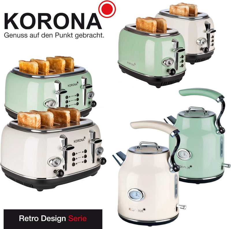 Korona 21665 Toaster | 2 Scheiben | Mint | Röstgrad-Anzeige | Auftauen | Rösten | Aufwärmen | 810 Wa