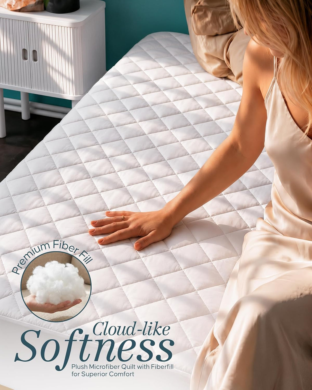 Utopia Bedding Gesteppte Matratzenauflage (grosses Einzelbett), Matratzenbezug dehnbar bis 40,6 cm H