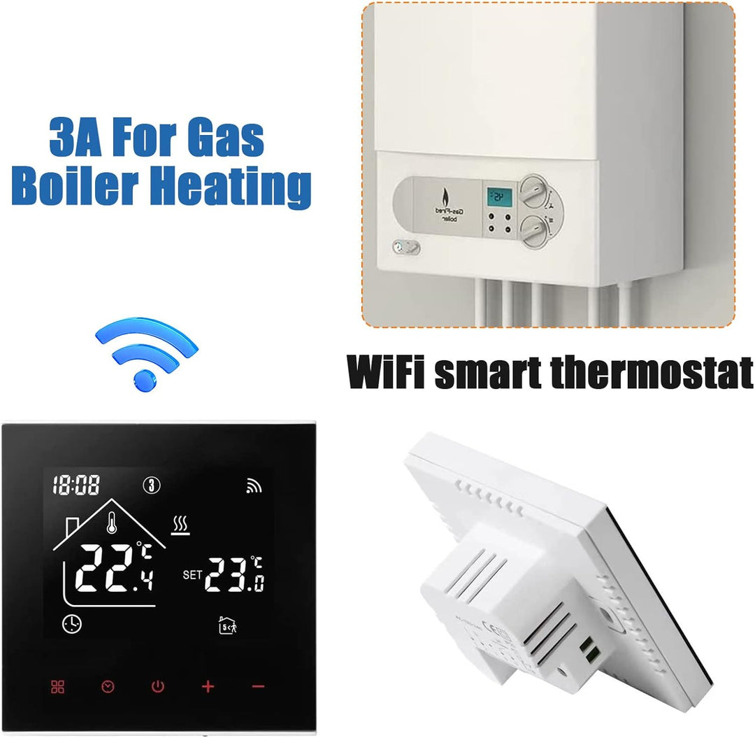 Smart WiFi Thermostat Kesselheizung Fussodenheizung, WiFi Heizungsthermostat LED Display Touchscreen
