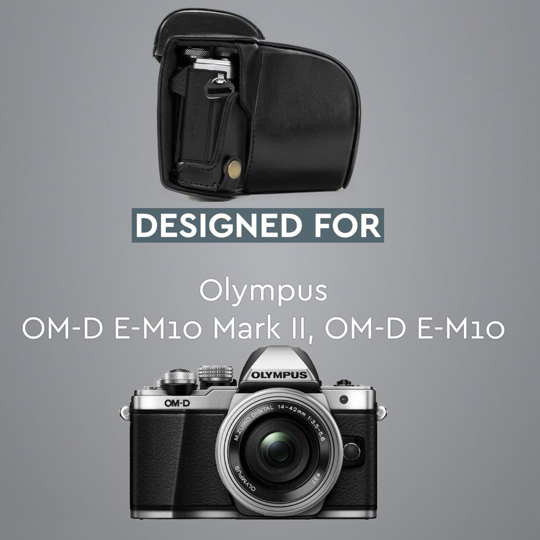 MegaGear MG993 Olympus OM-D E-M10 Mark II, E-M10 (14-42mm) Ever Ready Leder Kamera-Case mit Tragerie