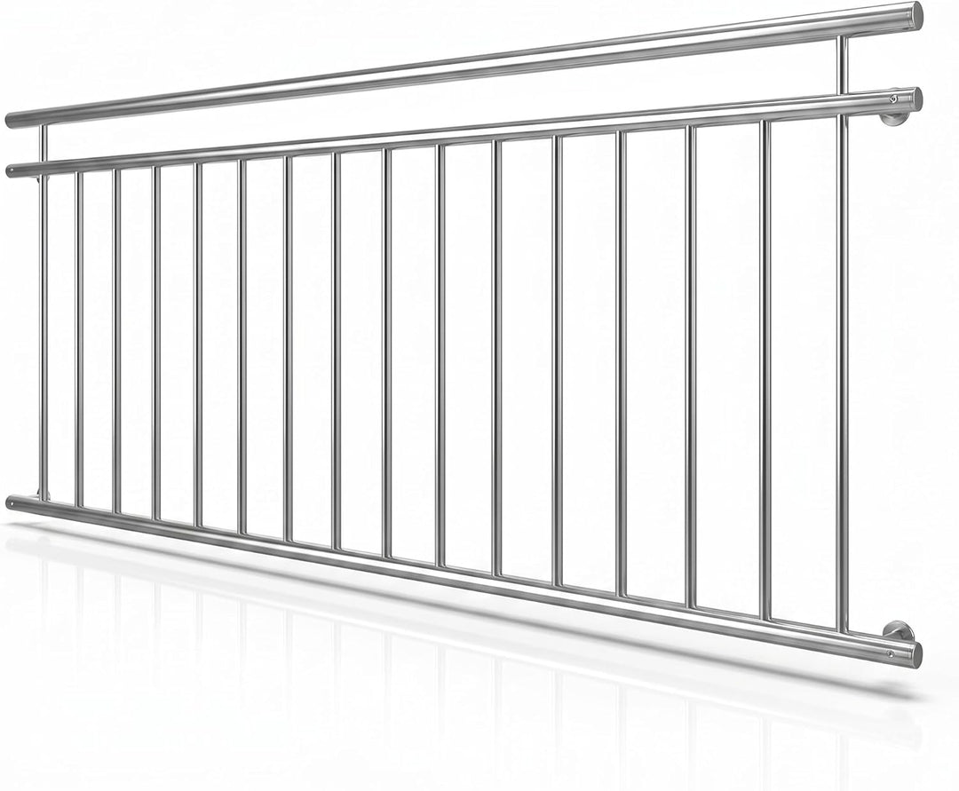 Mucola Edelstahl Balkongeländer 90x225 cm – V2A Brüstungsgeländer mit 16 Füllstäben, Ø 3,8 cm Handla