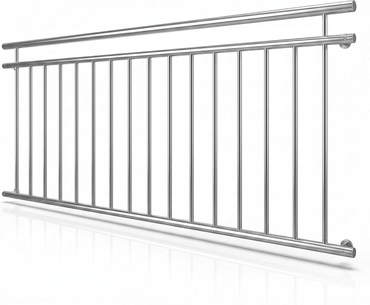 Mucola Edelstahl Balkongeländer 90x225 cm – V2A Brüstungsgeländer mit 16 Füllstäben, Ø 3,8 cm Handla