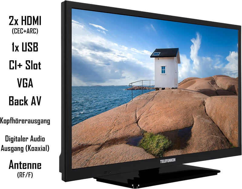 TELEFUNKEN XH24SN550MVD 24 Zoll Fernseher/Smart TV (HD Ready, HDR, Triple-Tuner, 12 Volt, DVD-Player