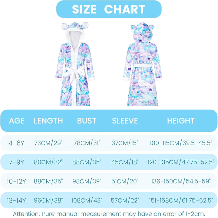 WYTbaby Bademantel Kinder Mädchen Flauschig Fleece bademantel mädchen Lange Ärmel Kinderbademantel m