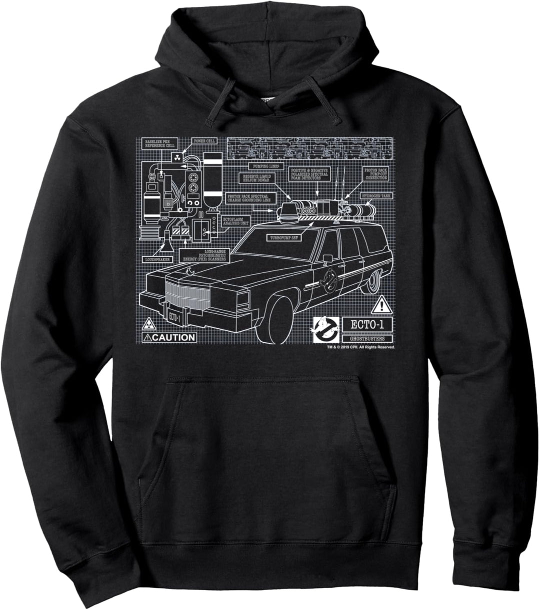 Ghostbusters Ecto-1 Schematics Pullover Hoodie
