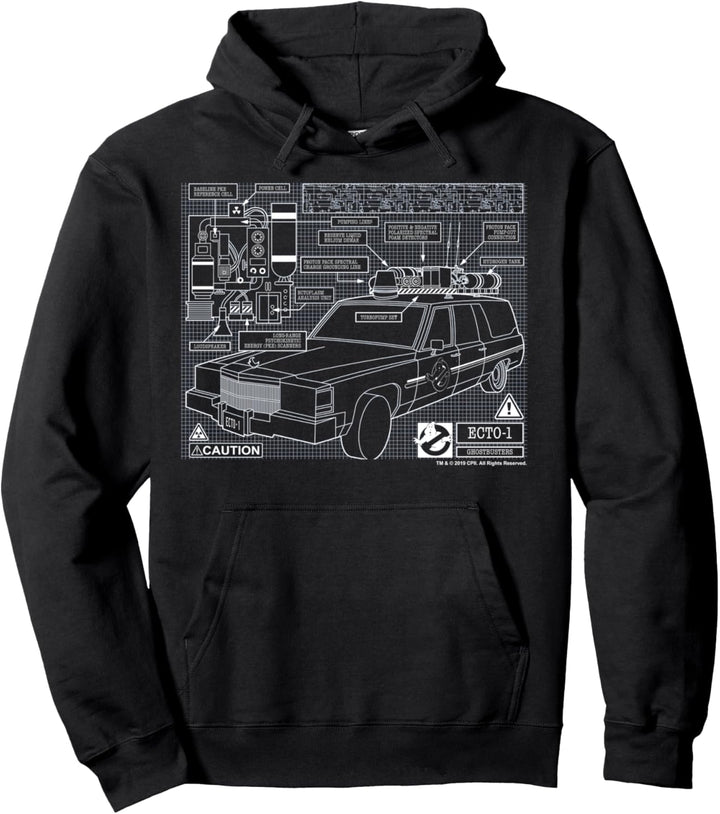 Ghostbusters Ecto-1 Schematics Pullover Hoodie