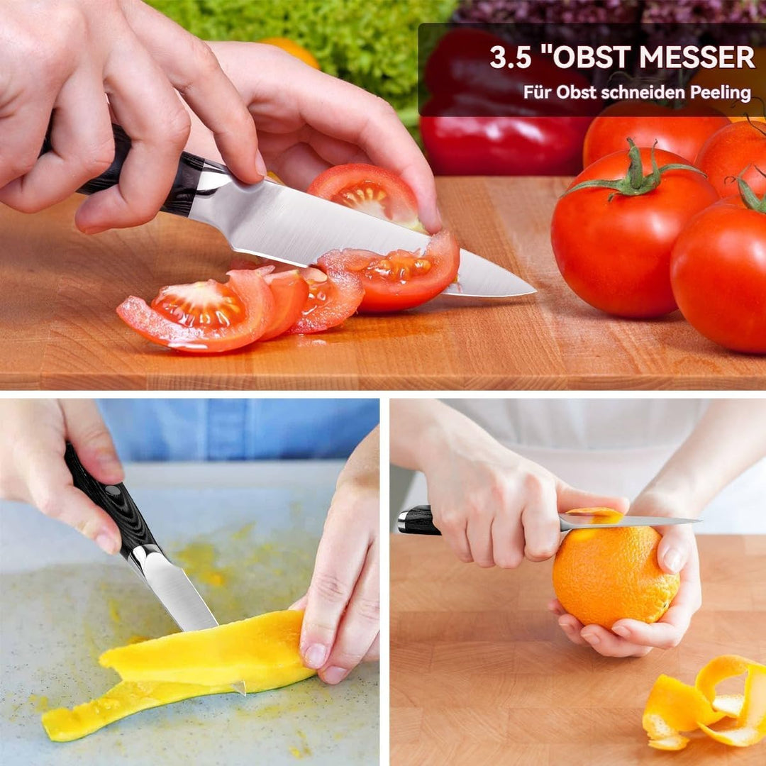 Messerset 2 pcs, Profi Universalmesser 13 cm und Scharfes Schälmesser 9 cm aus Deutschem EN1.4116 Ed