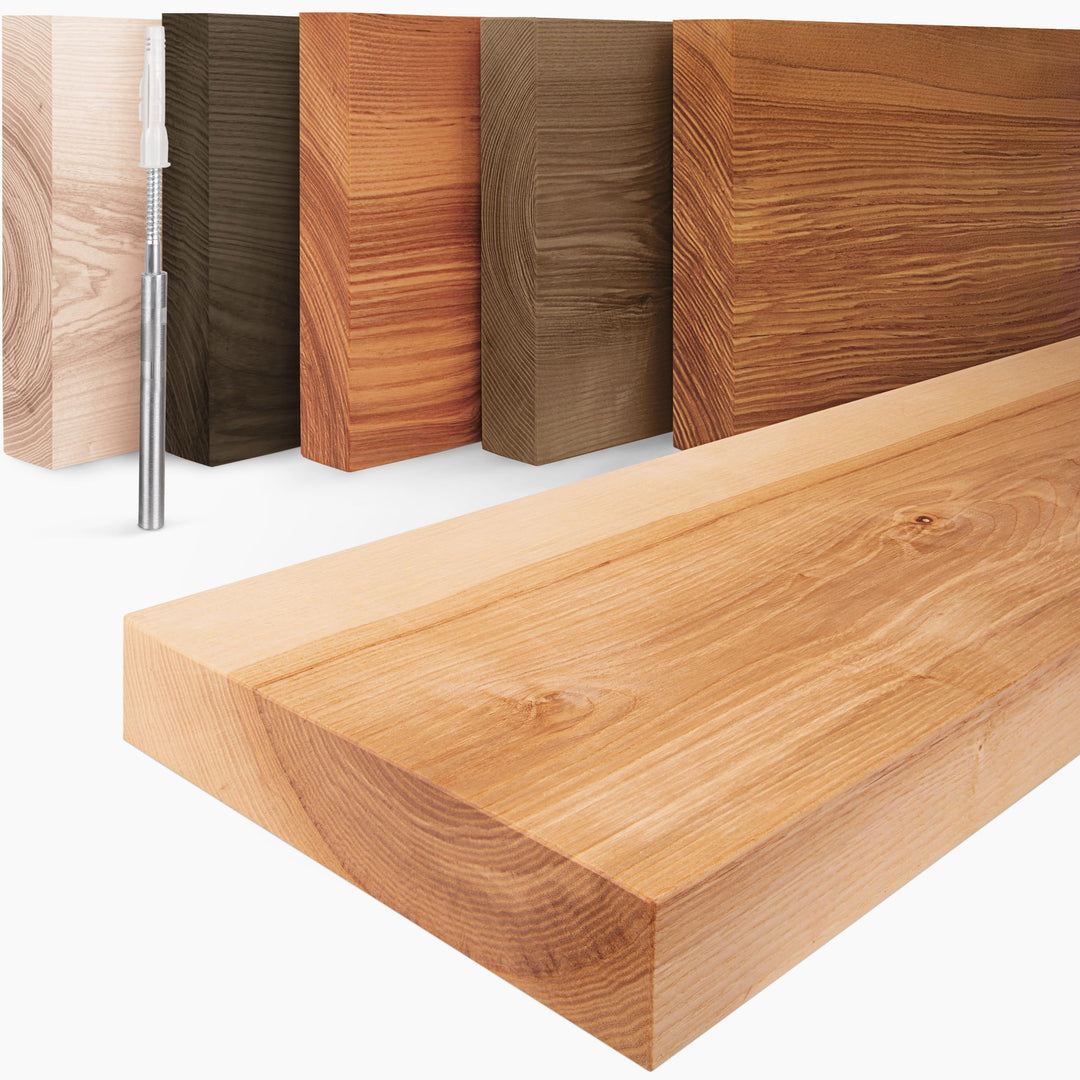 LAMO Manufaktur Wandregal Holz Gerade | Regal Farbe: Natur | Invisible: Schweberegal | 70 cm Invisib