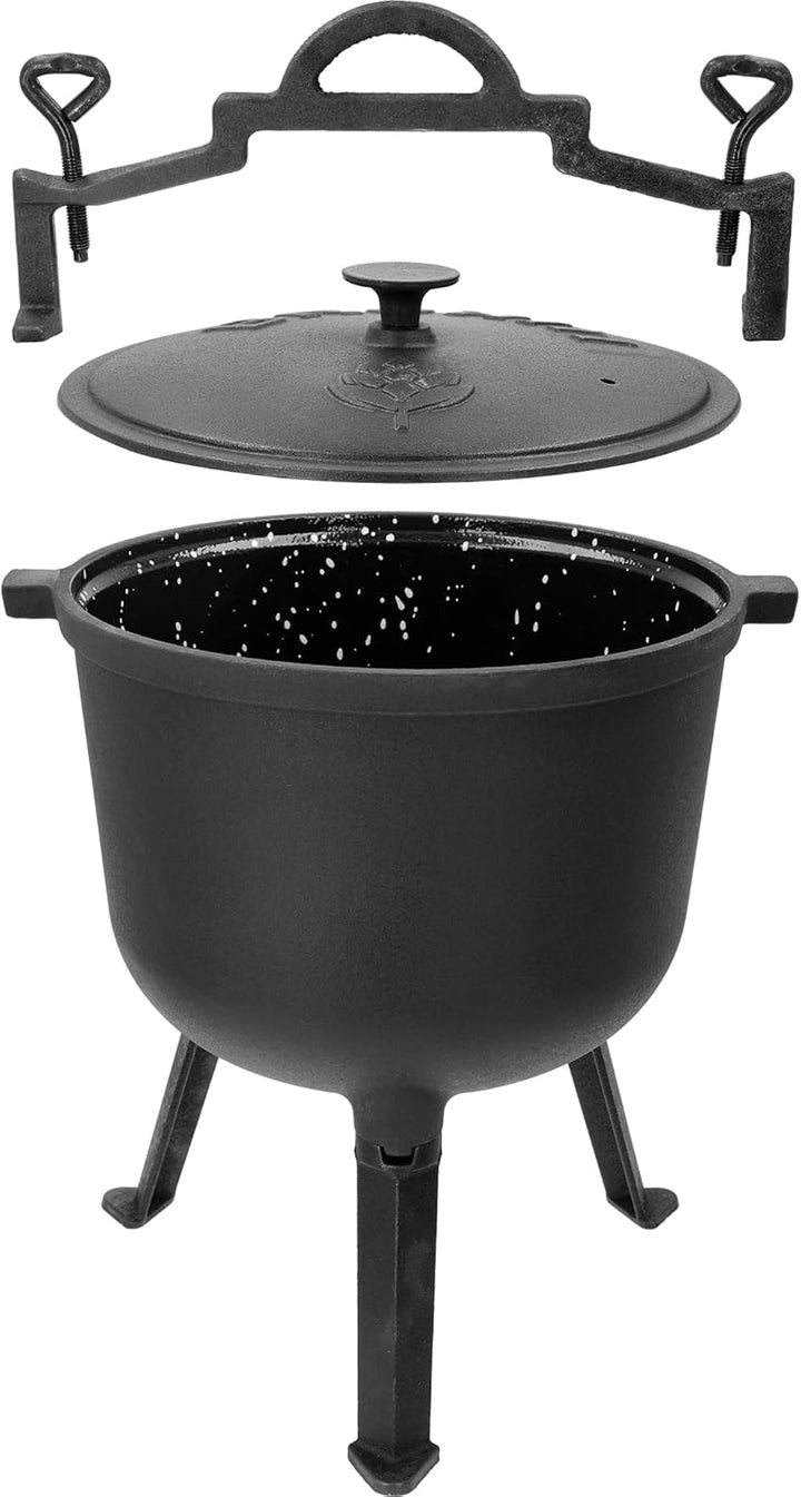 BROWIN® Gusseiserner Jagdkessel 330517 | 10 Liter | 42 cm Höhe | mit Griffen 35 cm Breite | Emaillie