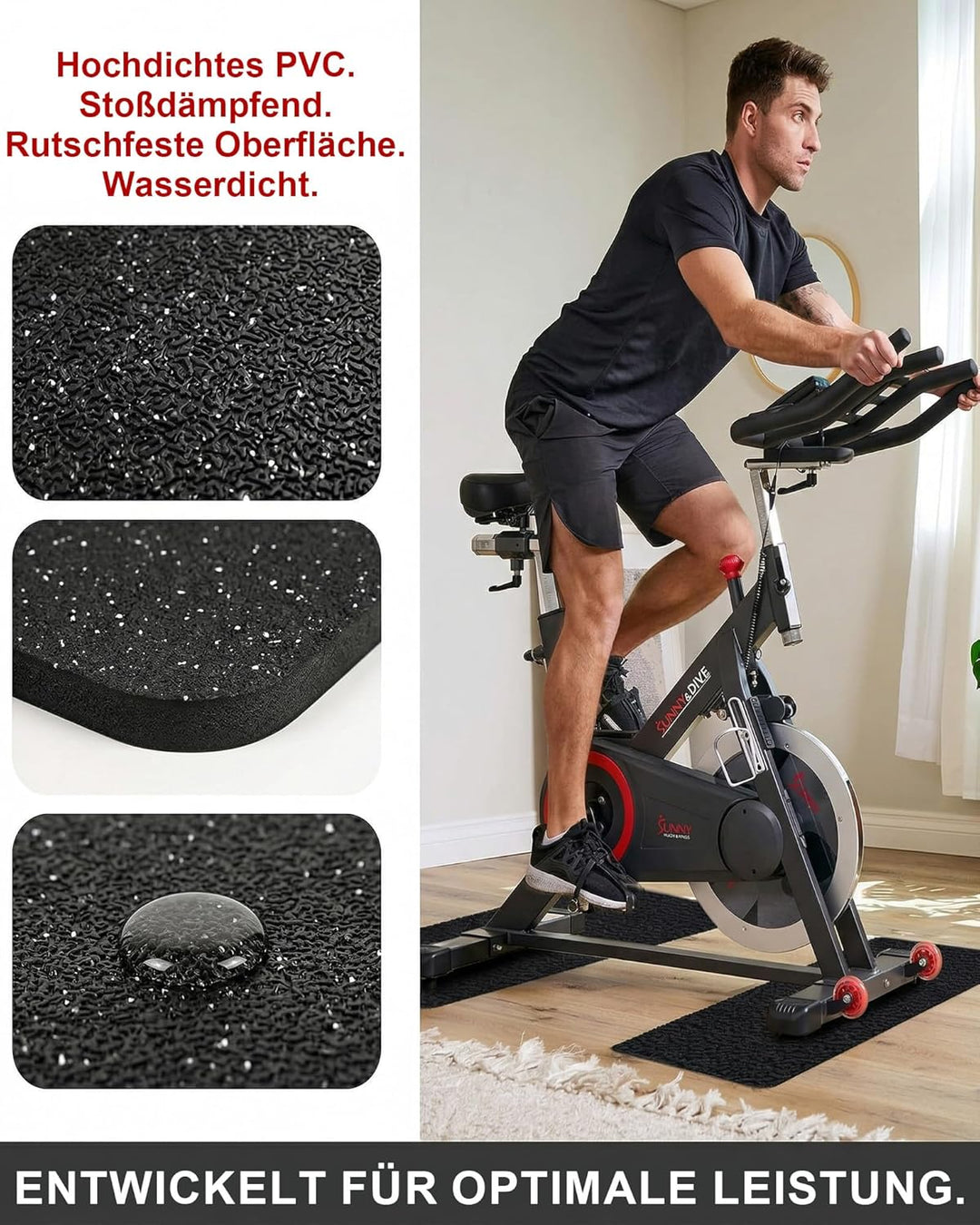2 Stück Bodenschutzmatte für Sportgeräte Fitnessgeräte 28 x 70cm: Bodenmatte Fitness Bodenschutzmatt