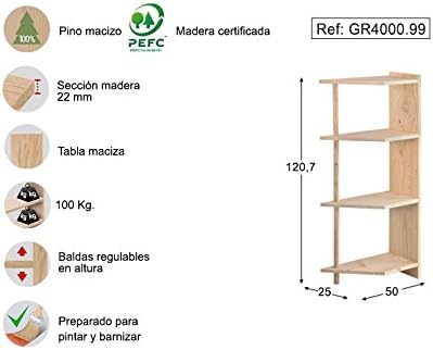 Astigarraga Eckregale, Höhe 120,7 x 50 x 25 cm, Beige, H120.7x50x25cm
