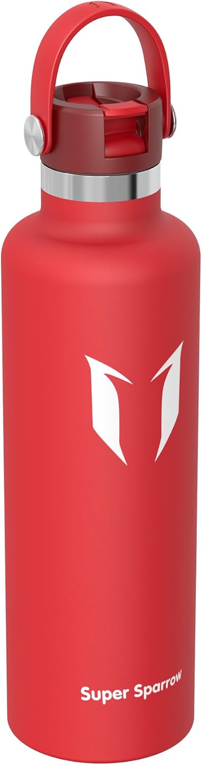 Super Sparrow Trinkflasche Edelstahl - Thermobecher - 350ml, 500ml, 750ml, 1L - Standardmund Stroh-D