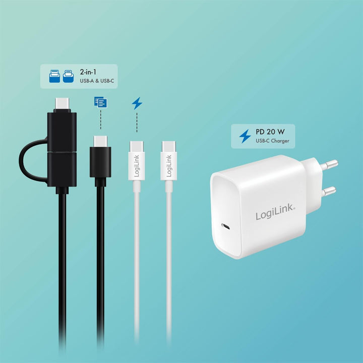 LogiLink UA0448 - USB 3.2 Gen1 Hub mit 10-Ports und Kabel/Adapter, USB Typ A und USB Typ C, EIN-/Aus