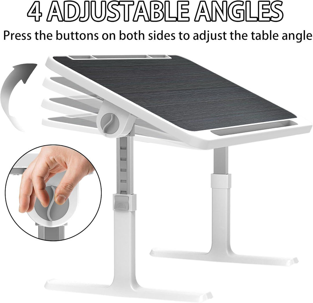 Soontrans Laptoptisch 60 x 40 cm, Laptop Tisch mit Schublade, Höhenverstellbar, 4 Winkelverstellbar,