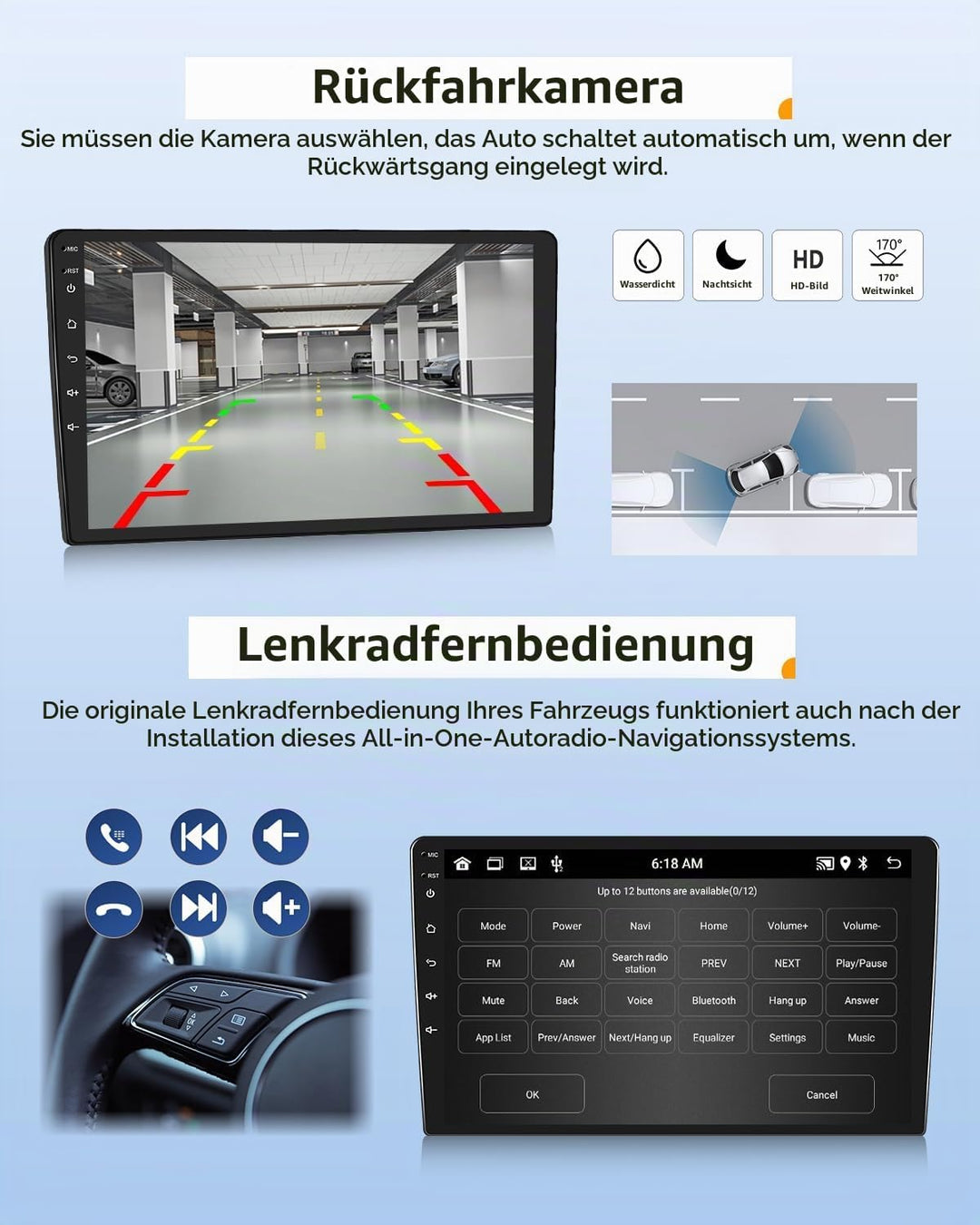 CAMECHO 2G+64G Android 13 Autoradio mit Navi für Hyundai i10 (2007-2013),Doppel Din Autoradio mit Ca