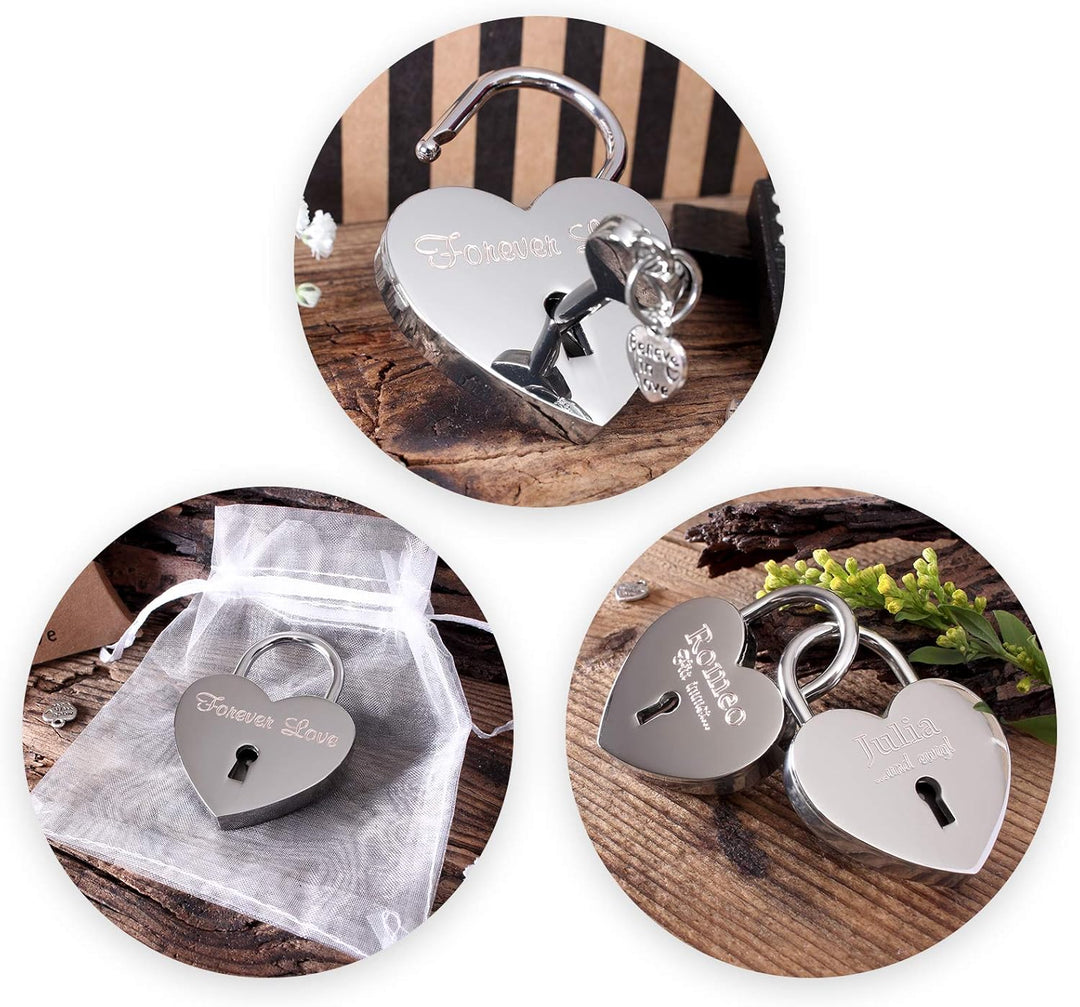 LIEBESSCHLOSS-FACTORY Herz-Schloss Silber mit Gravur und Schlüssel, gratis Geschenkbox uvm. Jetzt gr