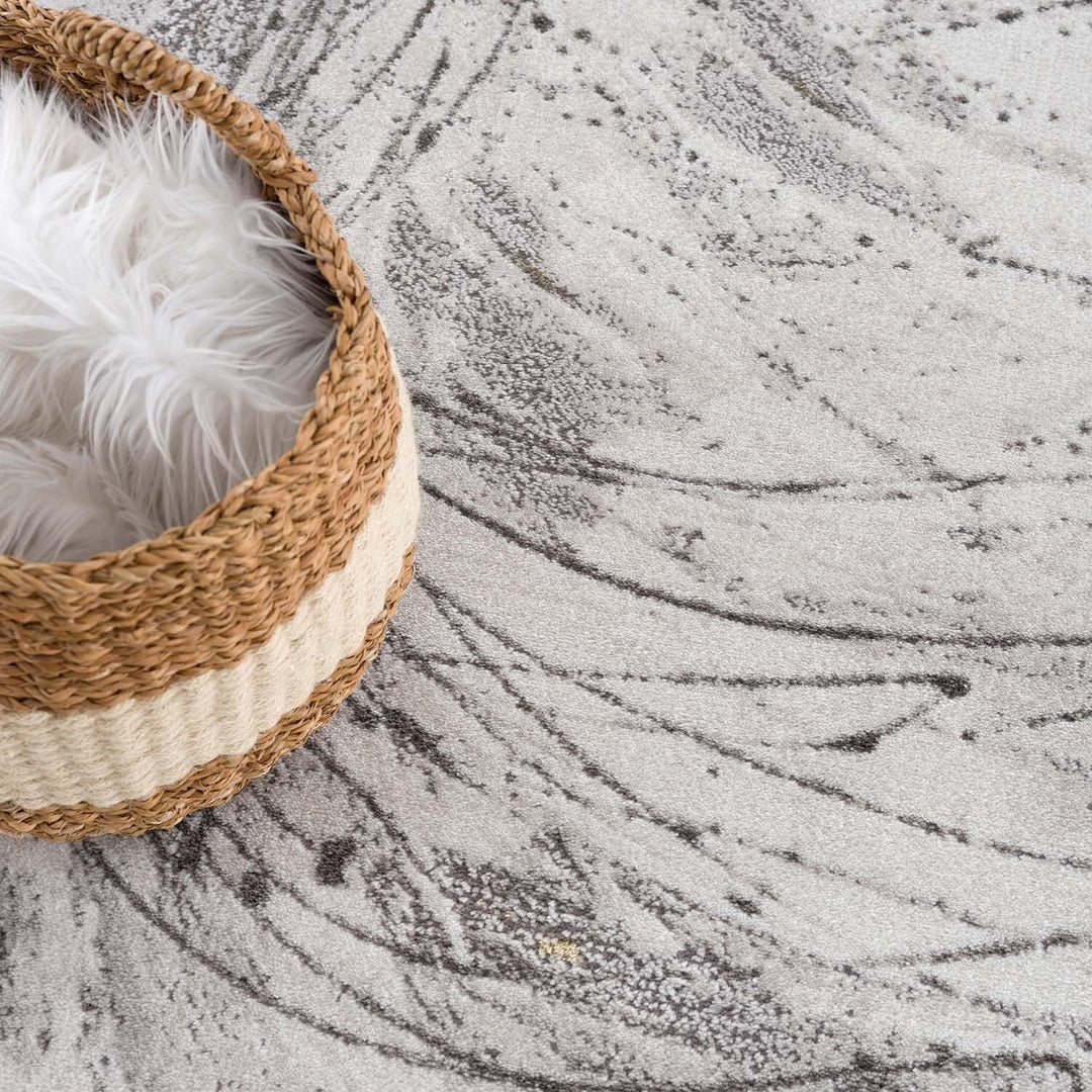 carpet city Teppich Wohnzimmer - 120x170 cm Kurzflor Grau, Golden - Meliert Abstraktes Muster - Mode